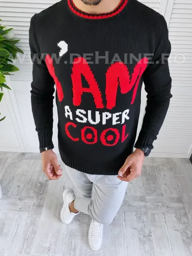 Pulover barbati gros slim fit negru T3590 P18-4.3